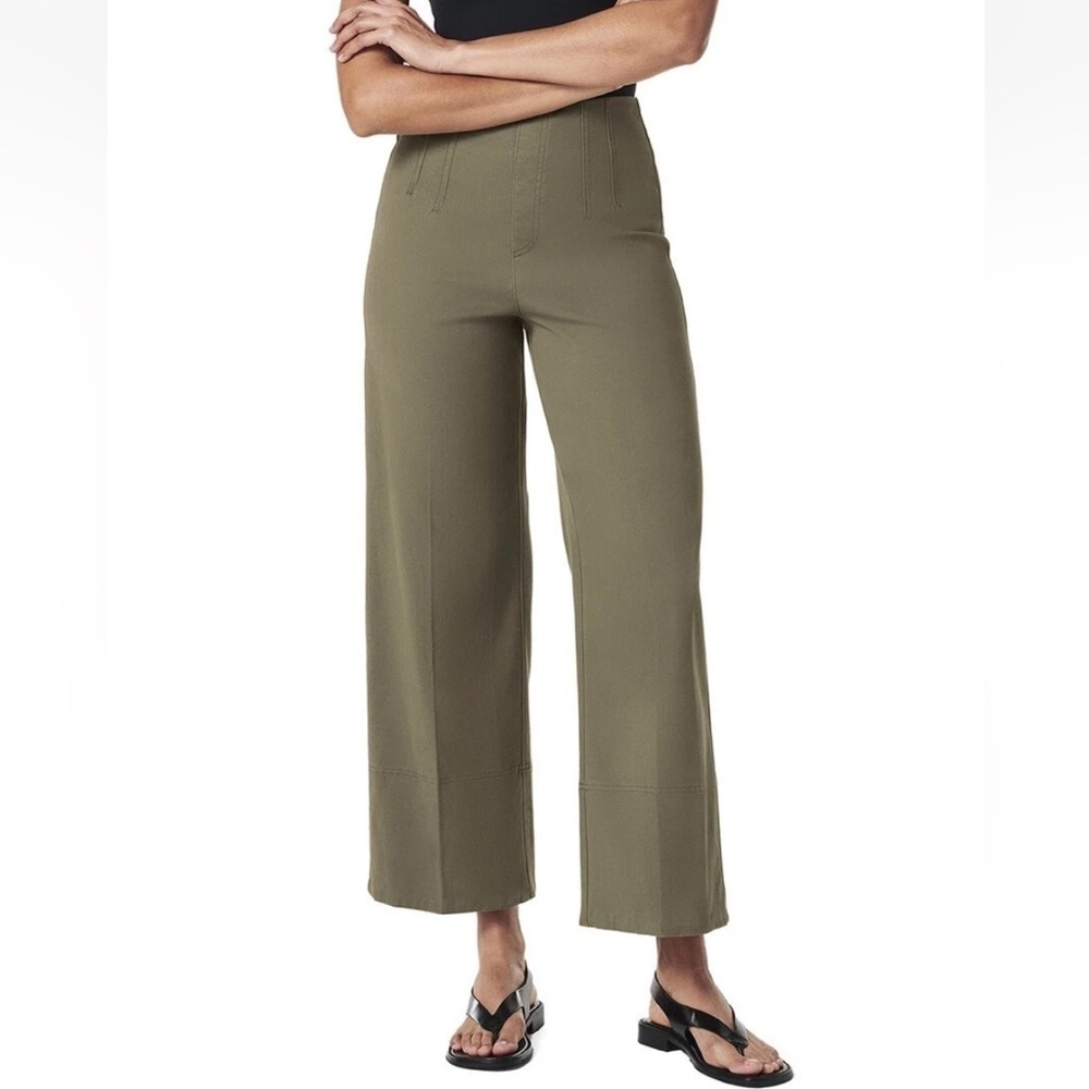 NWT Spanx Stretch Twill Cropped Wide Leg Pant​s Tuscan Olive Green Size L P New